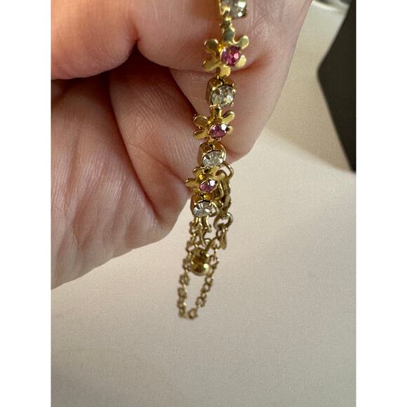 Gold toned floral anklet.  9” + 1” ext - Picture 7 of 8